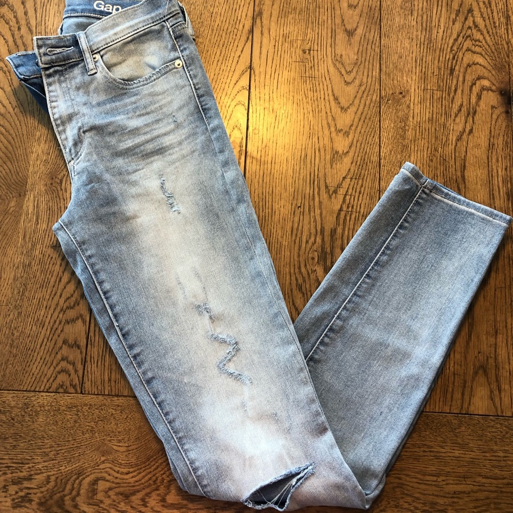 GAP distressed slim straight jeans